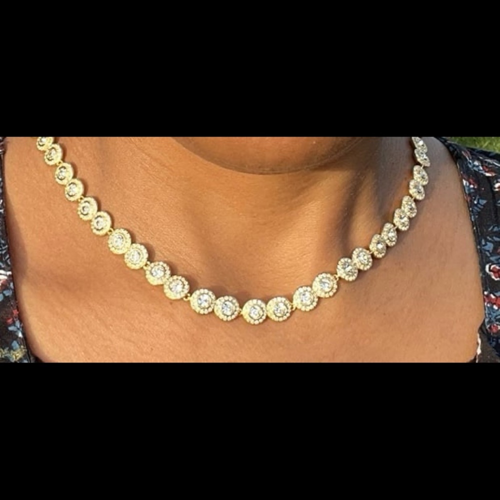 - 14KT Gold Plated swarovski elements necklace - not swan stamped - Picture 4 of 13